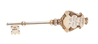 Lot 228 - An unusual early 20th century silver presentation key of Jewish interest