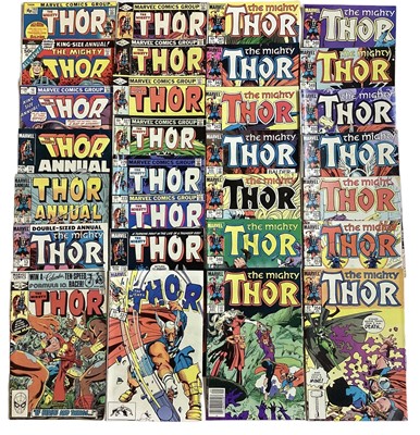 Lot 57 - Marvel Comics The Mighty Thor (Mostly 1980's). Group of Thor comics to include issue 337 (1983), First apperance of Beta Ray Bill. Together with issue 364 (1986), First apperance of Throg. Also tog...