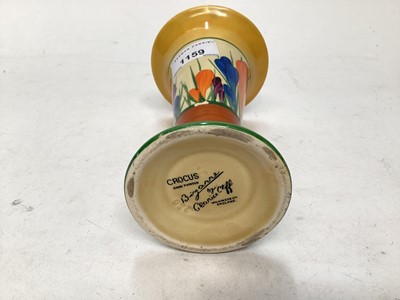 Lot 1159 - Clarice Cliff Bizarre range Crocus pattern vase with hand painted decoration, 15.5cm high