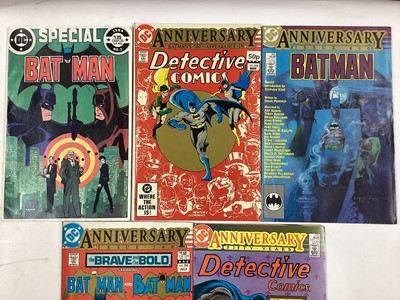 Lot 37 - DC Comics (1980's) Batman Anniversary's. Detective Comics #572 Fifty years anniversary issue, The Brave and the Bold #200 anniversary issue, Batman #400 anniversary issue, Detective Comics Batman's...
