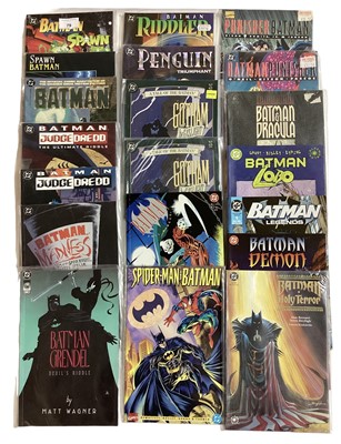 Lot 79 - Twenty Batman graphic novels to include Spider-man and Batman, The Punisher and Batman, Batman and Spawn and others