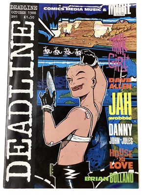 Lot 109 - Deadline magazine #1 (1988) first apperance of Tank Girl by Jamie Hewlett, together with a complete run from issue 2 - 18 (1988 to 1990). Also includes later Deadline magazines.