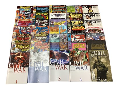 Lot 185 - Marvel Comics Spider-Man 2099 #1 (1992). First apperance and origin of Miguel O'harra, together with issues 2 - 13. Together with Civil War 1 - 4 (2006) , Captain America #133 (1971) origin of Modo...