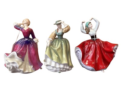 Lot 1241 - Ten Royal Doulton figures - Maureen HN1770, Stephanie HN4861, Melissa HN2467, A Child from Williamsburg HN2154, Buttercup HN4805, Karen HN4779, Southern Belle HN4932, Ninette HN2379, Charlotte HN24...