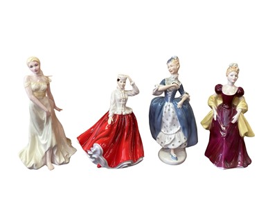 Lot 1242 - Ten Royal Doulton figures - Hannah HN3369, Loretta HN2337, Gail HN4804, England HN3627, Harmony HN4610, Regal Lady HN2709, Winsome HN2220, Masquerade HN2251, Amy HN3316 and May HN2711