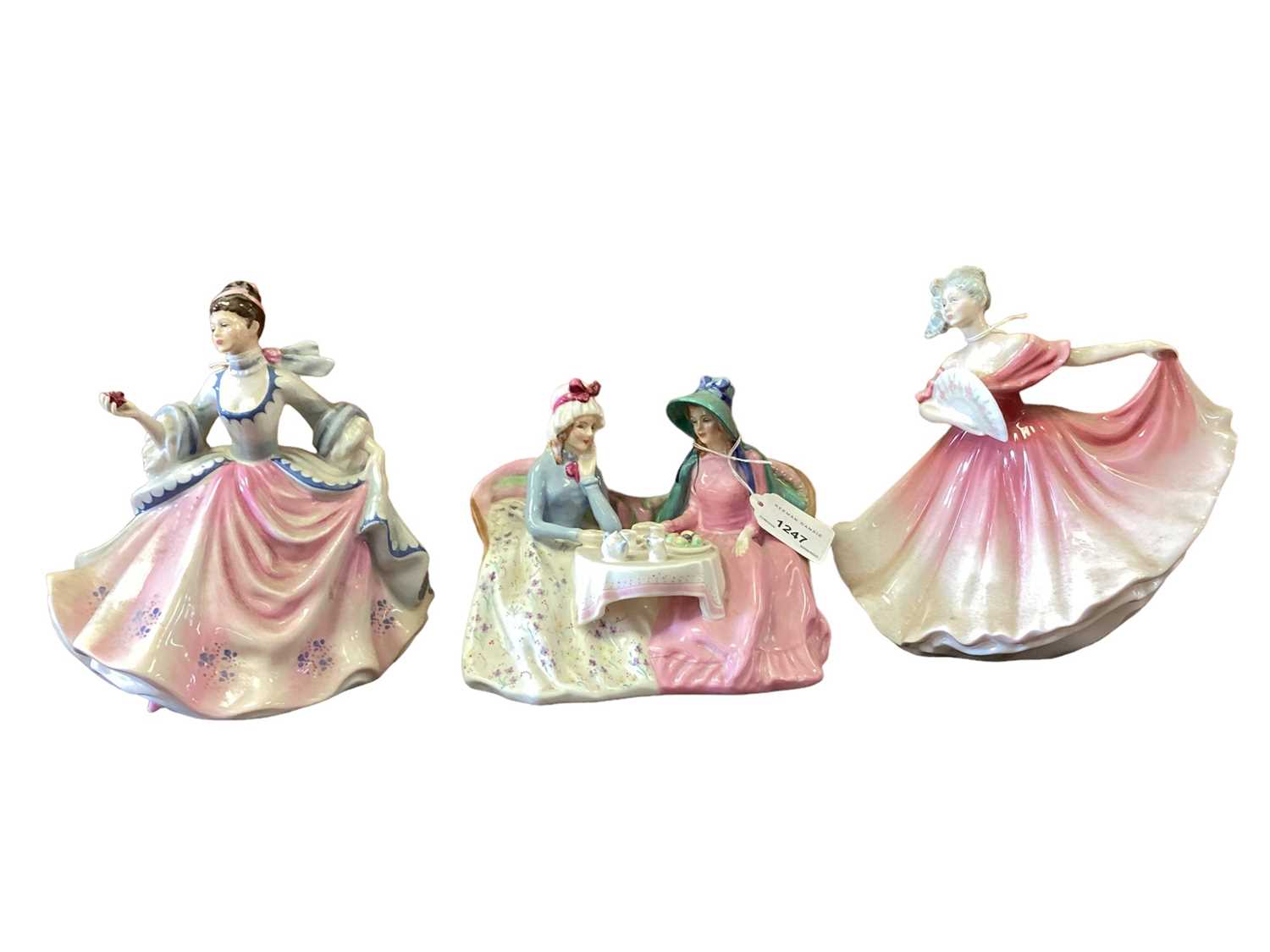 Lot 1247 - Ten Royal Doulton figures - Afternoon Tea HN1747, Treasured Moments HN4745, Elaine HN3307, Rachel HN2919, Rebecca HN2805, Christmas Day 2004 HN4558, Julia HN2706, Happy Birthday 2006 HN4822, Alexan...