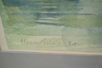 Lot 847 - Henry Collins (1910-1994) watercolour - Wivenhoe from Fingringhoe Ferry, signed and dated '84, 43cm x 62cm, in glazed frame