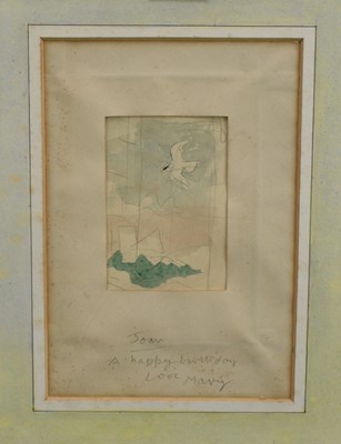 Lot 866 - *Mary Potter (1910-1981) watercolour - The Seagull, inscribed to her friend 'Joan (Goss) A happy birthday, love Mary'