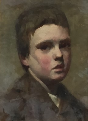 Lot 183 - English school, early 20th century, oil portrait of a young man