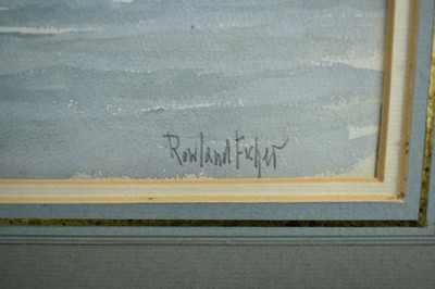 Lot 1406 - *Rowland Fisher (1895-1965) watercolour - 'At Anchor', signed, 21cm x 28cm, in glazed gilt frame