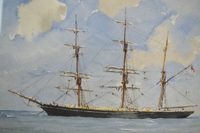 Lot 1406 - *Rowland Fisher (1895-1965) watercolour - 'At Anchor', signed, 21cm x 28cm, in glazed gilt frame