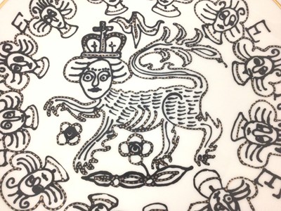 Lot 1021 - *Sir Grayson Perry CBE, RA (b.1960-), Lion Queen plate, printed with a design of Queen Elizabeth II