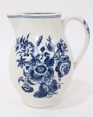 Lot 273 - A Lowestoft sparrow beak milk jug, printed with the Three Flowers pattern, circa 1780