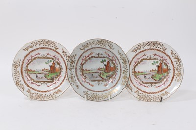 Lot 275 - A pair of unusual English porcelain small bowls, painted in Chinese style, circa 1800, and the Chinese Export original