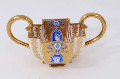 Lot 68 - A Coalport two handled square section bowl, circa 1885