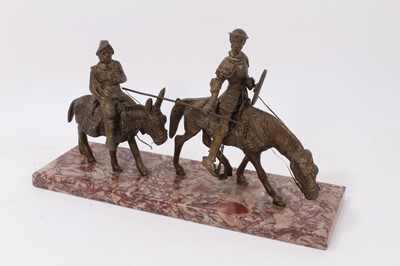 Lot 704 - Metalware model of Don Quixote on marble base