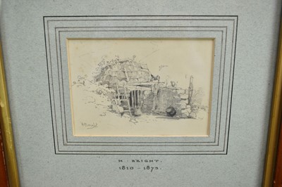 Lot 917 - Henry Bright (1810-1873) pencil sketch - Rural Building, signed, 9.5cm x 13cm, in glazed frame