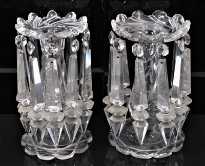 Lot 40 - Pair of Victorian glass lustres