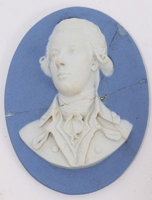 Lot 80 - A Wedgwood blue jasper plaque of Pitt, circa 1780