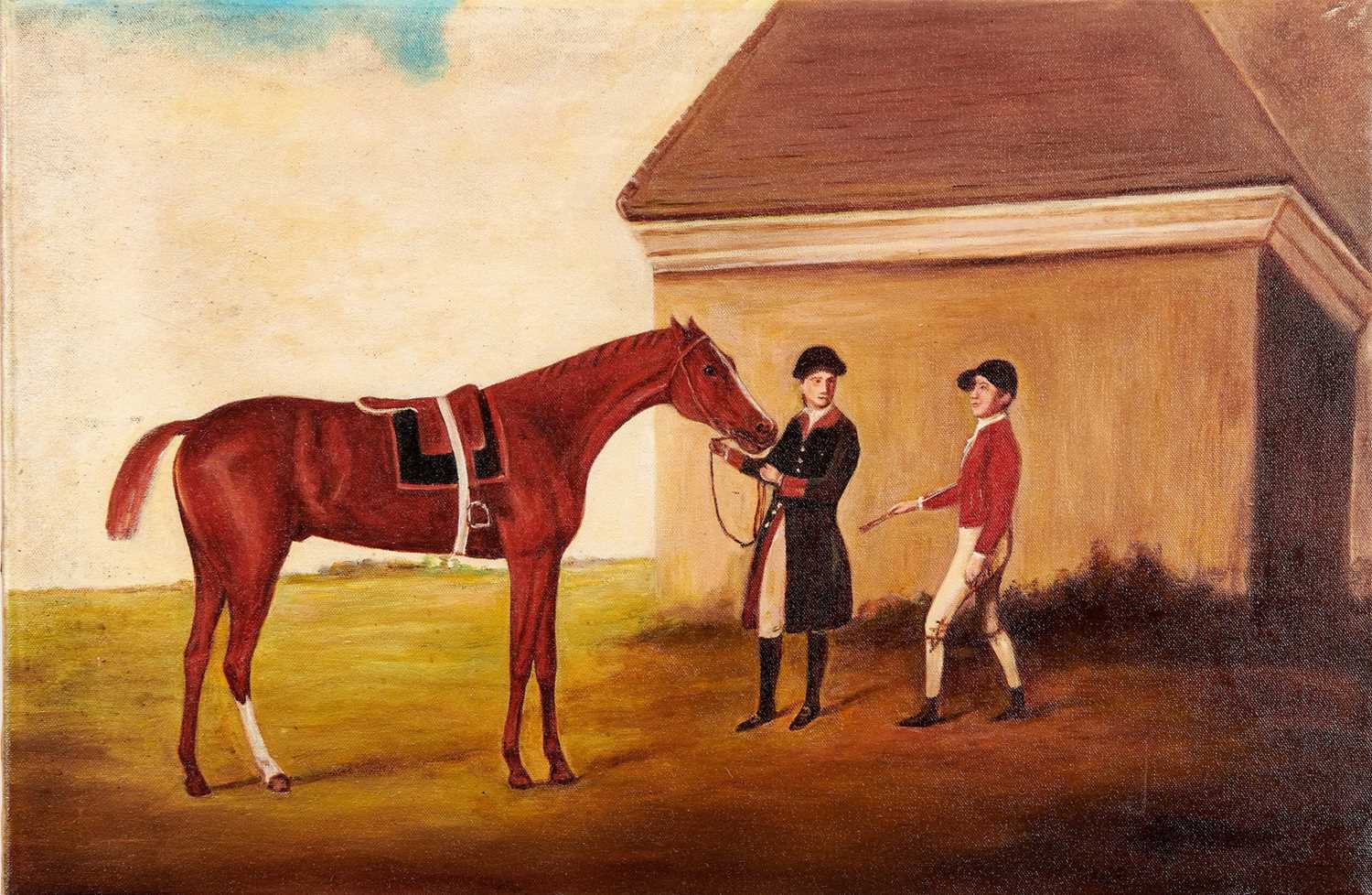 Lot 858 - *Tom Keating (1917-1984) oil on canvas after Stubbs, inscribed verso to Jane Kelly