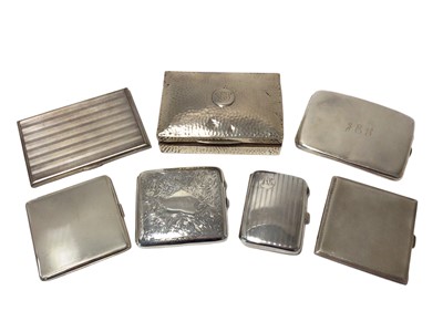 Lot 218 - Collection of six Victorian and later silver cigarette cases and a cigarette box