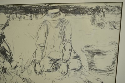 Lot 816 - Harry Becker (1865-1928) black and white lithograph - Gathering Potatoes, Holland, 36.5cm x 55cm, in glazed frame