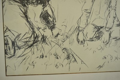 Lot 816 - Harry Becker (1865-1928) black and white lithograph - Gathering Potatoes, Holland, 36.5cm x 55cm, in glazed frame