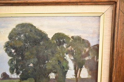 Lot 855 - *Sir Alfred James Munnings (1878 - 1959), oil on board - A Norfolk Landscape, pencil signature verso