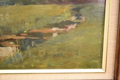 Lot 855 - *Sir Alfred James Munnings (1878 - 1959), oil on board - A Norfolk Landscape, pencil signature verso