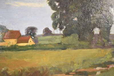 Lot 855 - *Sir Alfred James Munnings (1878 - 1959), oil on board - A Norfolk Landscape, pencil signature verso