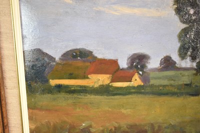 Lot 855 - *Sir Alfred James Munnings (1878 - 1959), oil on board - A Norfolk Landscape, pencil signature verso