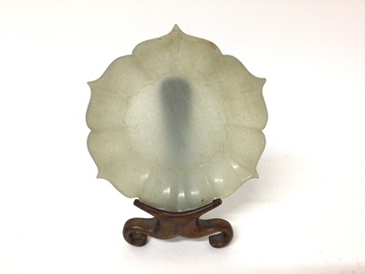 Lot 684 - Chinese celadon jade petalled dish