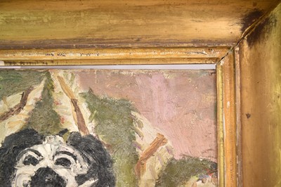 Lot 879 - *Lucy Harwood (1893-1972) oil on canvas, still life with fish vase and Staffordshire spaniel, 61 x 51cm, gilt frame, Ixion Society label verso, dated 1963