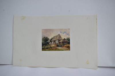 Lot 964 - Thomas Churchyard (1798-1865) watercolour - Barn at Great Bealings, 9.5cm x 12cm, sheet numbered 24 and inscribed, 22.5cm x 36.5cm