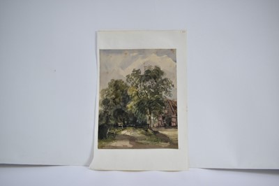 Lot 965 - Thomas Churchyard (1798-1865) watercolour - At Hasketon, 26cm x 20.5cm, sheet numbered 33 and inscribed, 36.5cm x 24cm