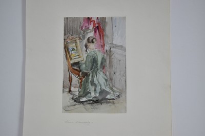 Lot 970 - Thomas Churchyard (1798-1865) watercolour - Anna Drawing, 15cm x 9.5cm, sheet numbered 42 and inscribed, 36.5cm x 22cm