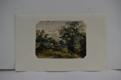 Lot 973 - Thomas Churchyard (1798-1865) watercolour - East Anglian Landscape, 15cm x 20cm, sheet numbered 74, 22.5cm x 36.5cm