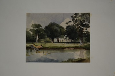 Lot 974 - Thomas Churchyard (1798-1865) watercolour - At Rendlesham, 9.5cm x 12.5cm, sheet numbered 25 and inscribed, 23.5cm x 36.5cm
