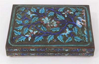 Lot 694 - Early 20th century Chinese enamel cigarette box with floral decoration.