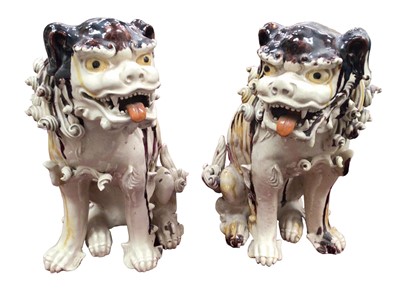 Lot 127 - Pair of terracotta temple lions