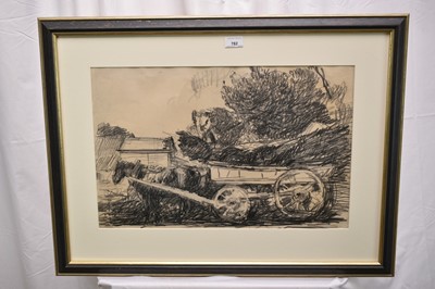 Lot 782 - Harry Becker (1865-1928) pencil and charcoal - Horse and Wagon, 37cm x 57cm, in glazed frame  Provenance: John Stevens Fine Art, Hadleigh Suffolk