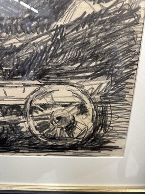 Lot 782 - Harry Becker (1865-1928) pencil and charcoal - Horse and Wagon, 37cm x 57cm, in glazed frame  Provenance: John Stevens Fine Art, Hadleigh Suffolk