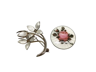 Lot 116 - Two vintage Norwegian silver and enamel brooches