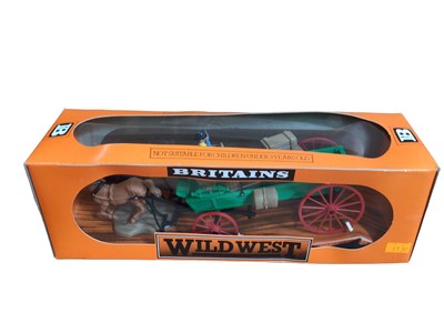 Lot 33 - Britains Deetail models Mexicans No.7525, Cowboys No.7658, Apaches No.7558, Apaches No.7557, Cowboys No.7676, Wild West Buckboard No.7617 & Cowboys No.7656, all boxed (7)