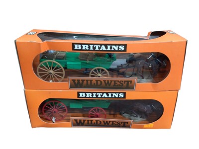 Lot 34 - Britains Wild West Buckboard No.7617 (x2), plus Confederate Infantry No.7426 (x5) (7 total)