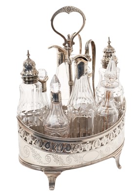 Lot 496 - George III silver cruet set by Peter & Ann Bateman