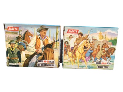 Lot 75 - Airfix HO OO scale selection including The High Chaparral (x2), Wagon Train (x2), Astronauts (x2), Tarzan & Station Accessories,  (8)