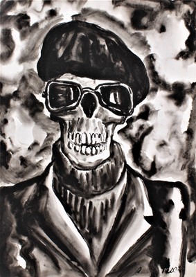 Lot 661 - Colin Moss (1914-2005) pen and wash - skulled figure