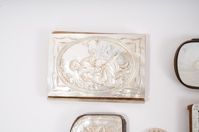 Lot 964 - Collection of six 19th century carved mother of pearl card cases and purses