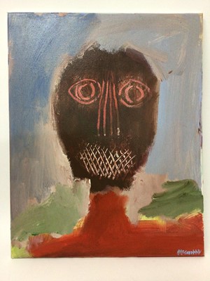Lot 35 - Peter McCarthy (contemporary) acrylic on canvas, abstract portrait, 51cm x 31cm